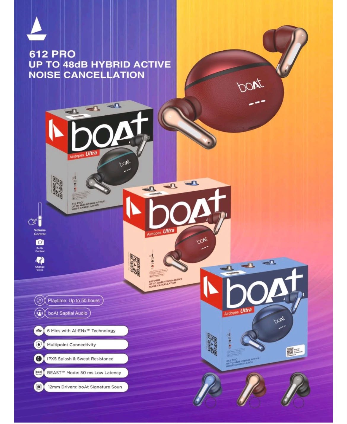 New Boat Airdopes 612 pro ultra shiny Hard Box premium Quality Extra Bass sound