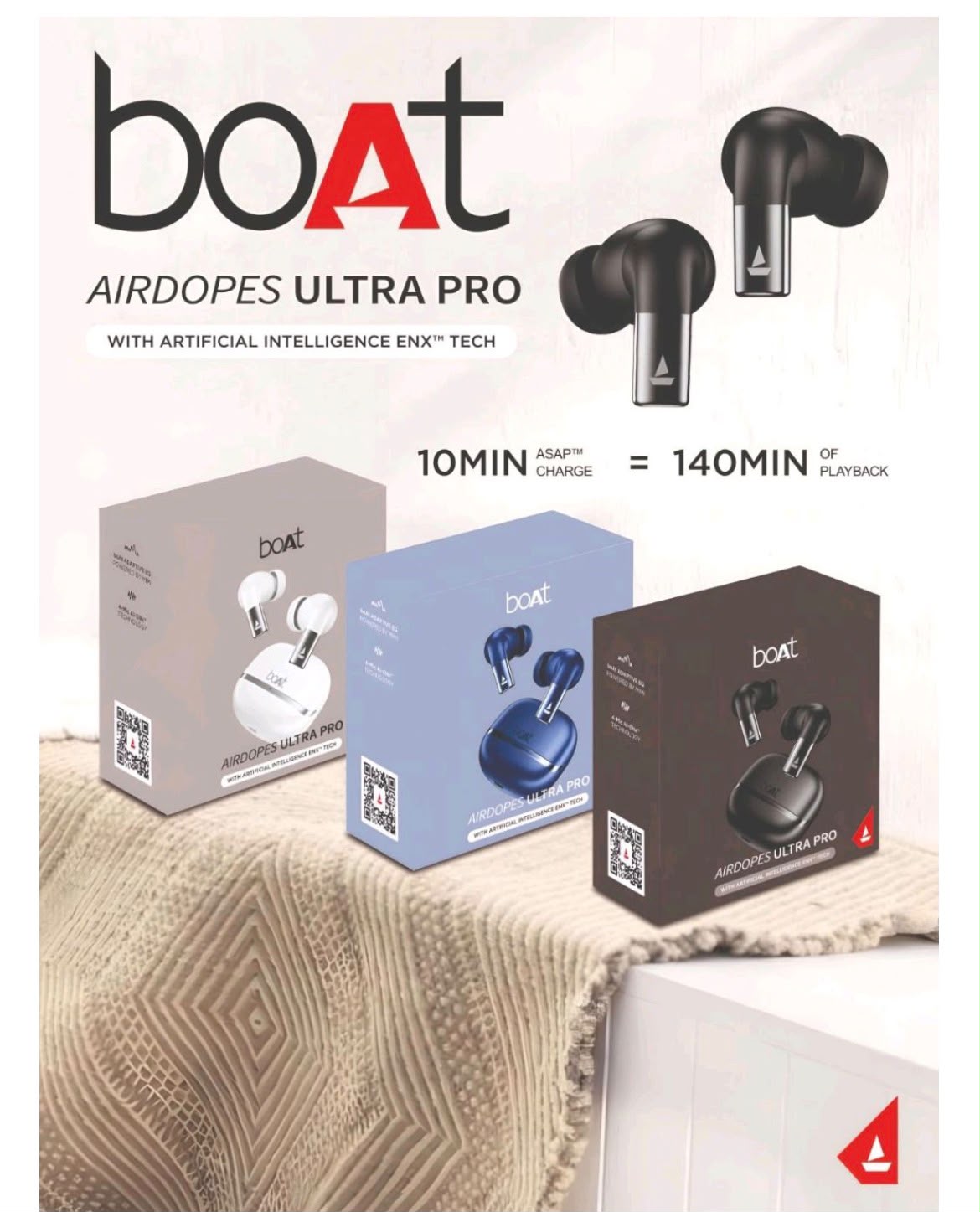 Boat Airdopes New Ultra pro superb sound Quality Earbuds Hard Box packing premium Quality