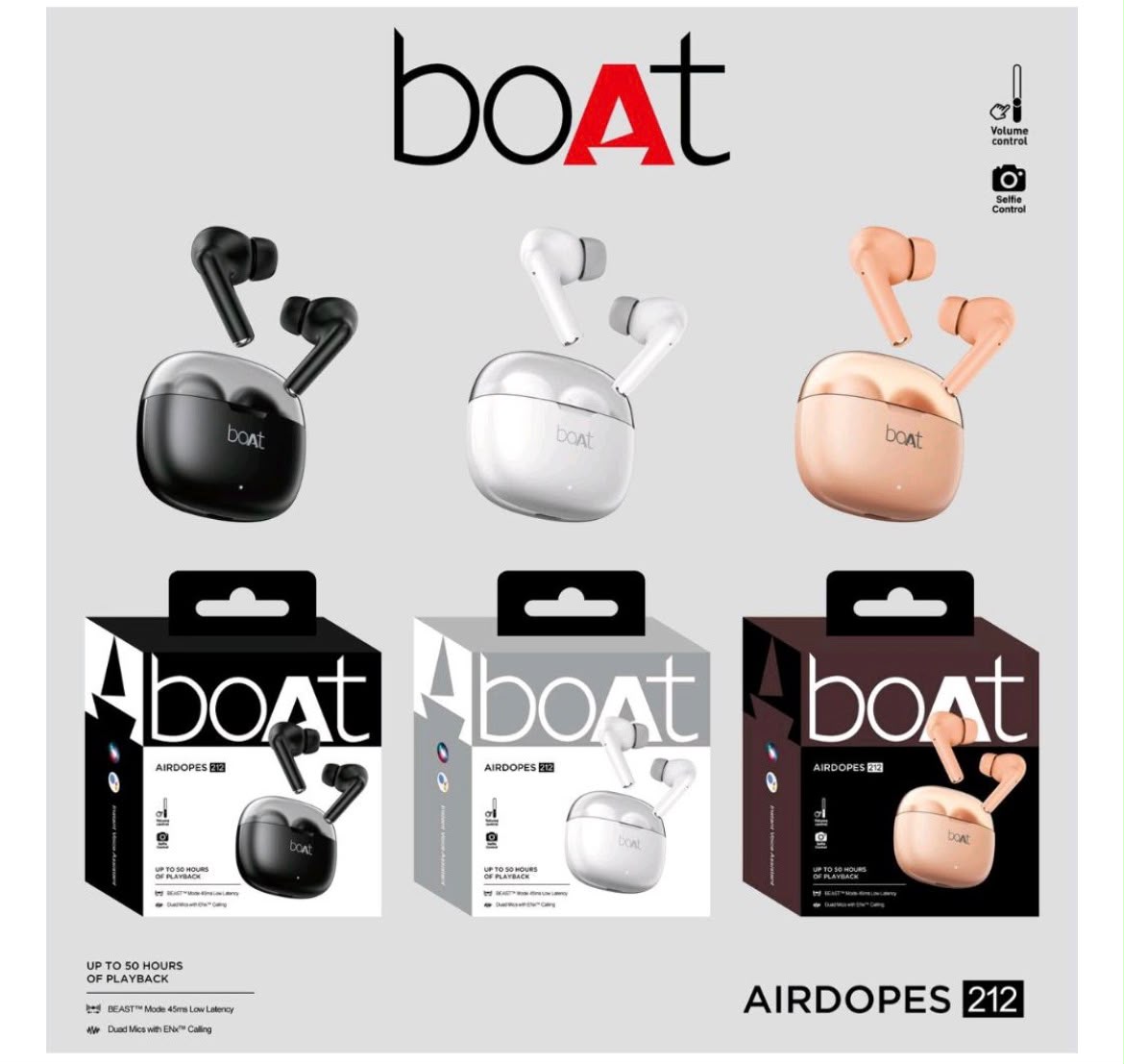 Boat Airdopes 212 100% og Quality Mix Colour Hard Box 1by1 Lamination Amazing sound Quality