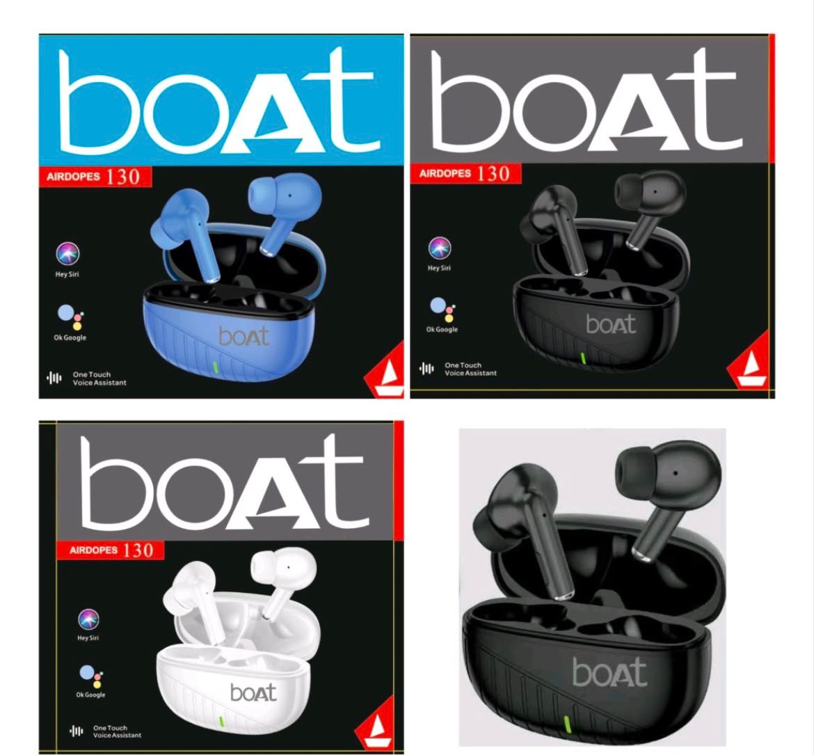 Boat Airdopes 130 Hard box +Extra Bass sound 1by1 Lamination